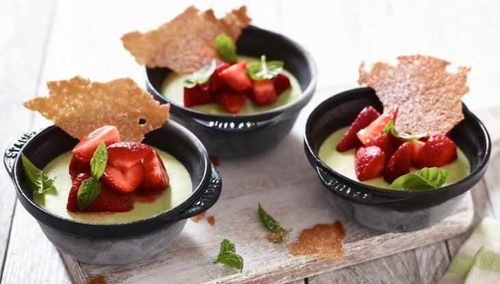 BASIL CURD PARFAIT WITH MARINATED STRAWBERRIES