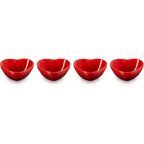 Le Creuset Mini Heart Bowls Set of 4 - Cerise