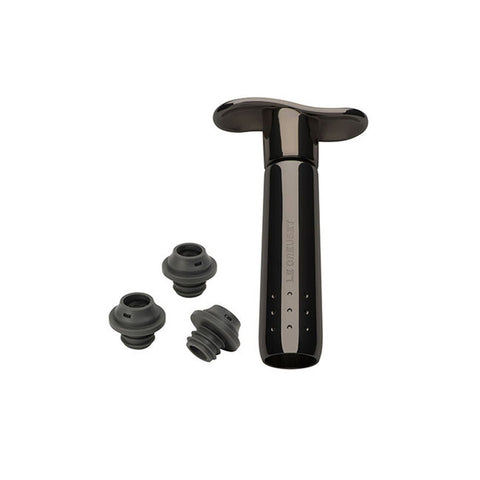 Le Creuset N/A Wine Pump and (3) Stoppers - Black Nickel