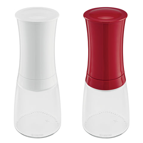 Kyocera Adjustable Ceramic Everything Spice Mill Set - White/Red