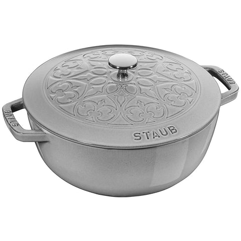 STAUB CAST IRON 3.75-QUART ESSENTIAL FRENCH OVEN LILLY LID  - GRAPHITE GREY