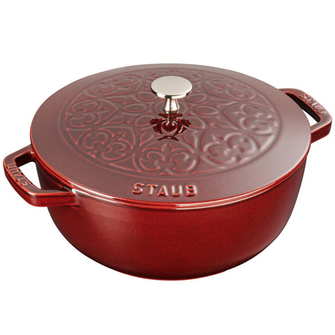 STAUB CAST IRON 3.75-QUART ESSENTIAL FRENCH OVEN LILLY LID - GRANADINE