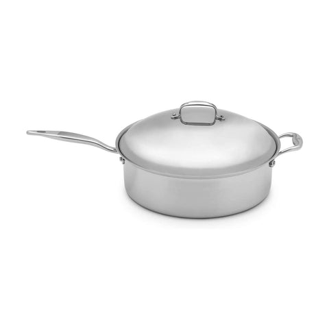 Heritage Steel 8 Quart Family Sauté Pan with Lid - Titanium Strengthened 316Ti Stainless Steel with 5-Ply Construction - Induction-Ready and Fully Clad, Made in USA