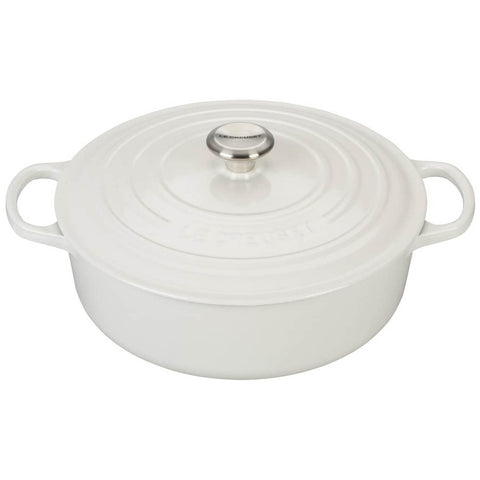 Le Creuset 6.75 qt. Signature Round Wide Oven with SS Knob - White