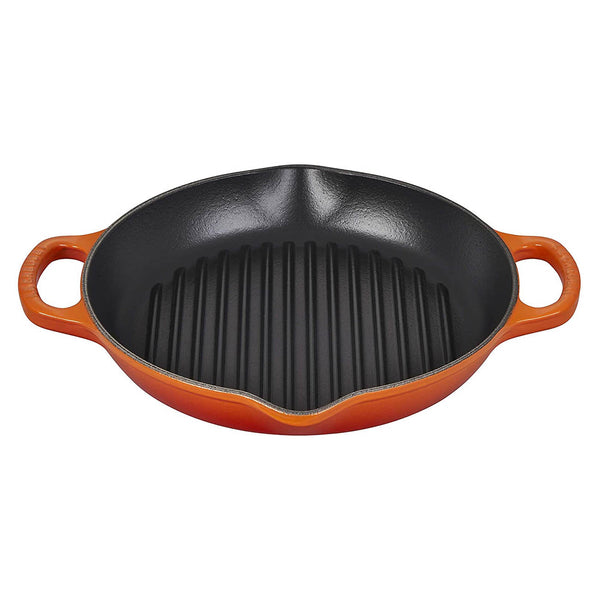 Le Creuset 9.75 Signature Cast Iron Deep Grill Pan ,Flame