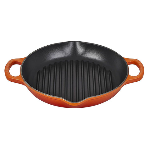 Le Creuset 9.75" Signature Deep Round Grill Pan - Flame