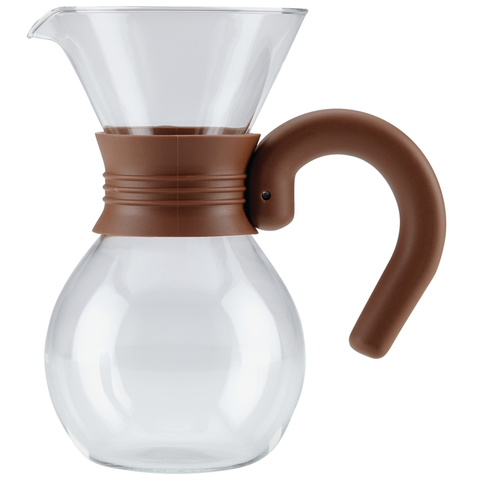 BONJOUR 20-OUNCE POUR OVER BREWER AND PITCHER - GLASS/MOCHA BROWN HANDLE