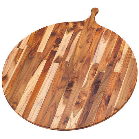 Teakhaus Cutting Board - Large Round Serving Board With Handle (32.5 x .55 in.) - By Teakhaus