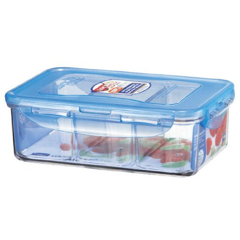 Lock&Lock 33.8-Fluid Ounce Bisfree Rectangular Container with Divider, 4.1-Cup