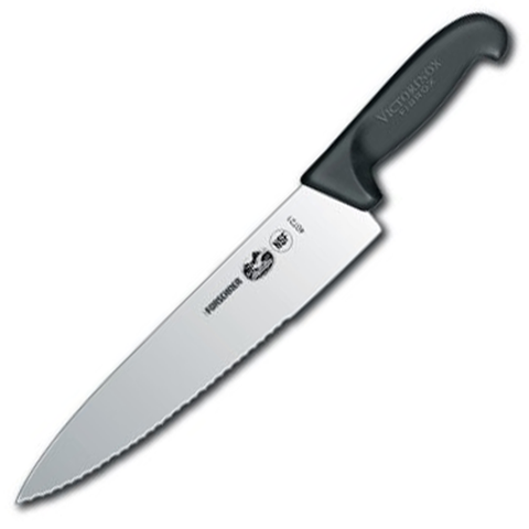 Victorinox Cutlery 10'' Wavy/Straight Edge Sandwich Knife, Black Fibrox Handle