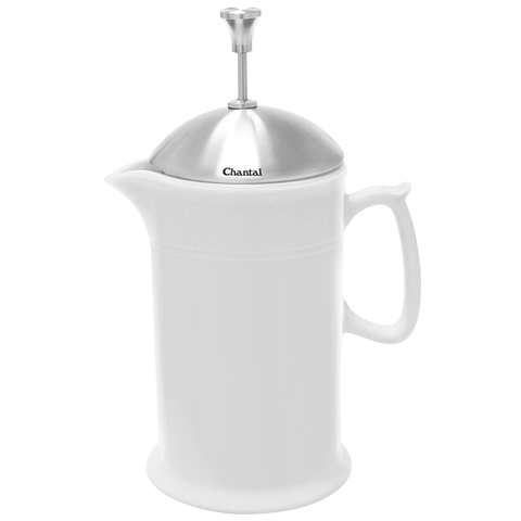 CHANTAL 28-OUNCE CERAMIC FRENCH PRESS W/ SS PLUNGER - WHITE
