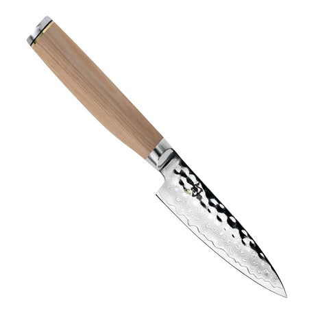 Shun Premier Blonde Paring Knife, 4 inch VG-MAX Stainless Steel Blade with Tsuchime Finish and Pakkawood Handle