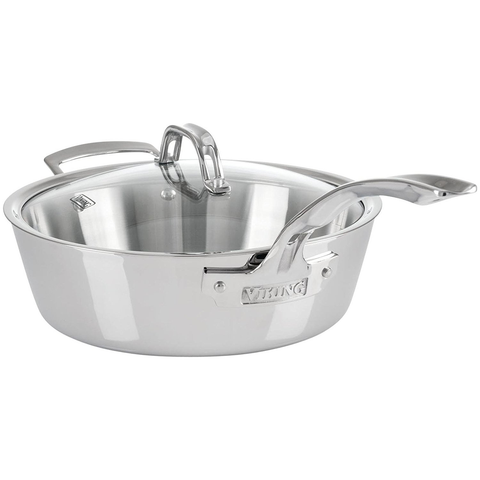 Viking Contemporary 3-Ply Stainless Steel Sauté Pan with Lid, 3.6 Quart