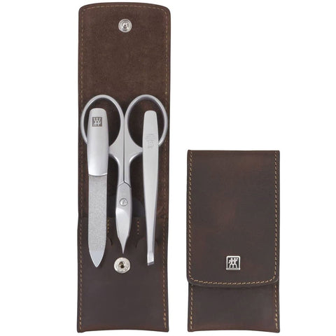 Zwilling Twinox 4Pc Brown Leather Case Set