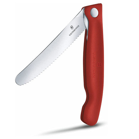 Victorinox Paring - Foldable, Swiss Classic, 40.5" Serrated, Round Blade, foldable, Red