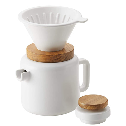 BonJour 4-Cup Pour Set Stoneware Coffee Maker, Matte White