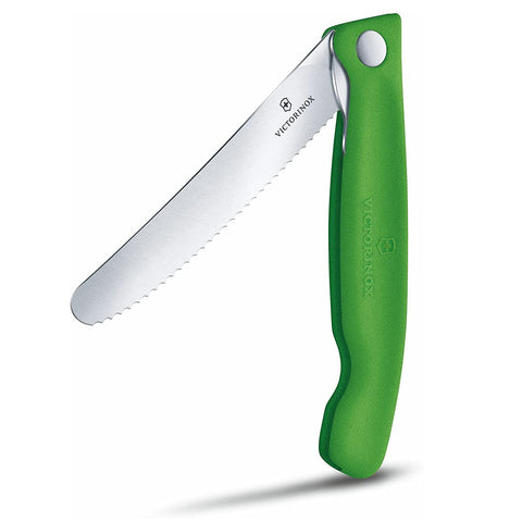Victorinox Paring - Foldable, Swiss Classic, 40.5" Serrated, Round Blade, foldable, Green
