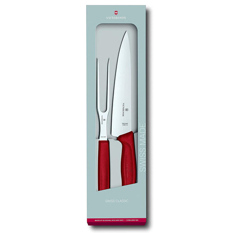 Victorinox Sets, Swiss Classic, 2-Piece Carving Set (8" Carving, 6" Carving Fork), Red