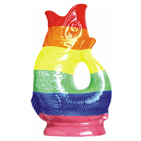 Wade Ceramics Gluggle Jug Gay Pride Flag Extra Large, 10-Inch, 38 Fluid ounce capacity