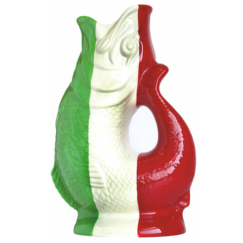 Wade Ceramics Gluggle Jug Italian Flag Extra Large, 10-Inch, 38 Fluid ounce capacity
