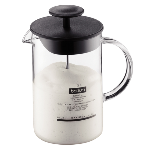 BODUM LATTEO 8-OUNCE MILK FROTHER WITH GLASS HANDLE
