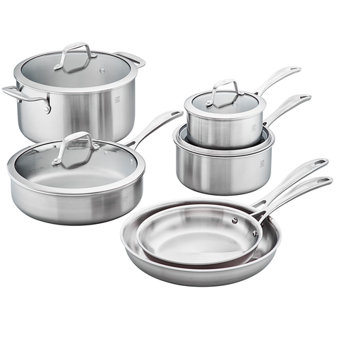 ZWILLING SPIRIT TRY-PLY 10-PIECE STAINLESS STEEL COOKWARE SET