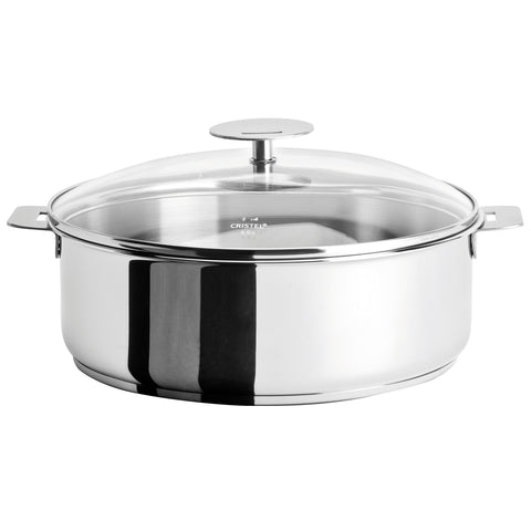 CRISTEL MUTINE DETACHABLE HANDLE STAINLESS STEEL  3-QUART SAUTE-PAN WITH DOMED GLASS LID