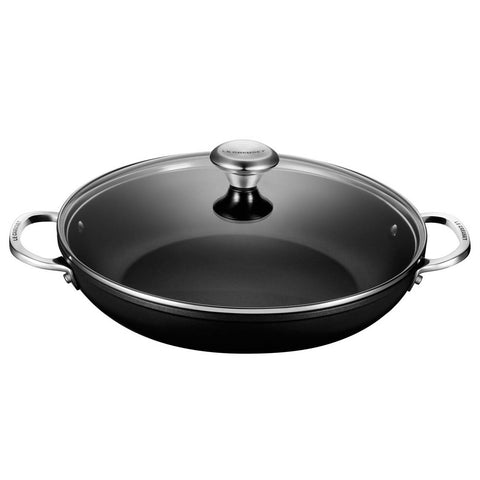 Le Creuset Toughened Nonstick PRO 4 qt. Shallow Casserole/Braiser & Glass Lid with SS Knob