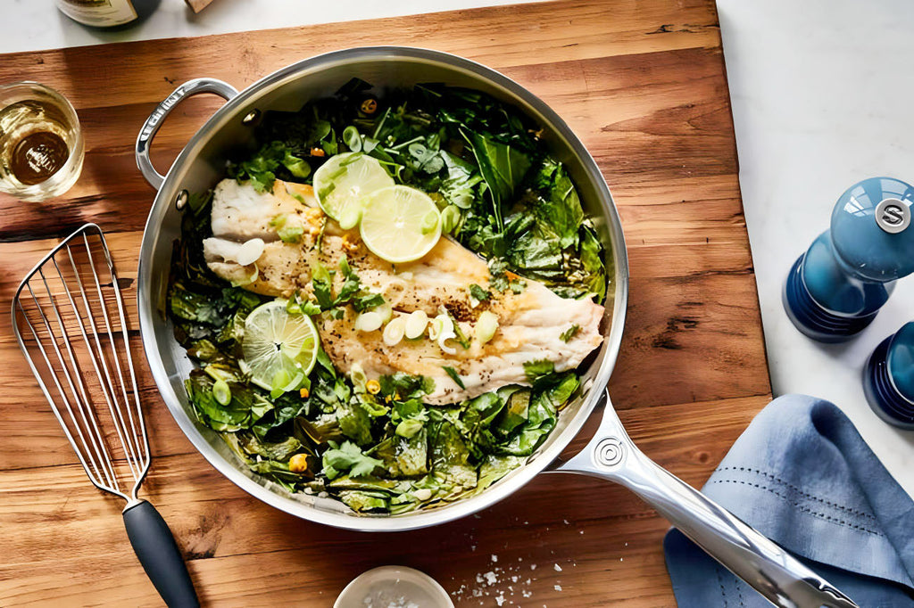 Snapper with Collards and Chili-Lime Broth