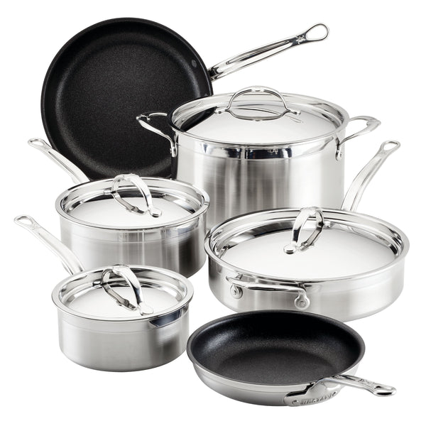Hestan ProBond TITUM 10-Piece TITUM™ NS Set:  8.5" & 11" Open Skillets, 1.5qt & 3.0qt Covered Saucepans, 3.5qt Covered Sauté w/helper handle, 8.0qt Covered Stockpot