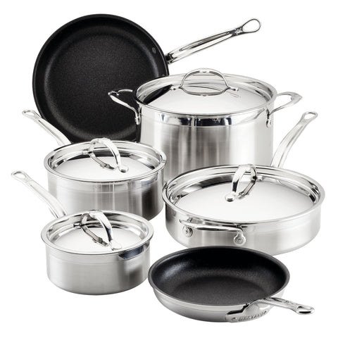 Hestan ProBond TITUM 10-Piece TITUM™ NS Set:  8.5" & 11" Open Skillets, 1.5qt & 3.0qt Covered Saucepans, 3.5qt Covered Sauté w/helper handle, 8.0qt Covered Stockpot