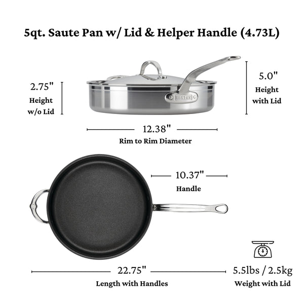 Hestan ProBond TITUM 5.0qt Covered TITUM™ NS Sauté Pan w/helper handle (30cm)