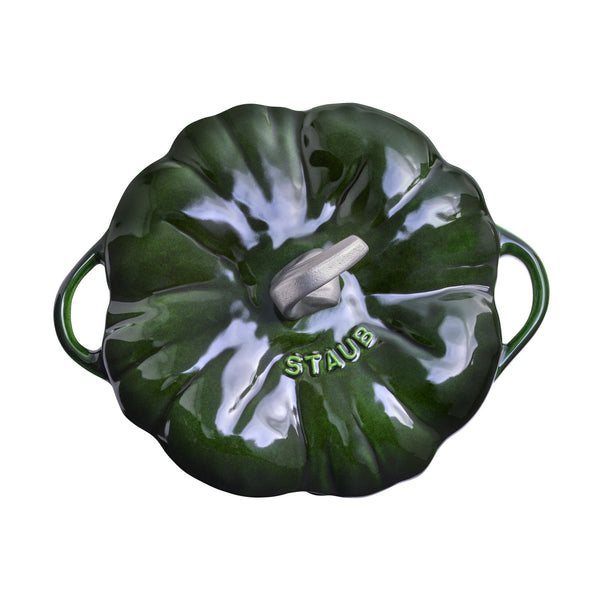 Staub Cast Iron 3.5-qt Pumpkin Dutch Oven - Basil w/ Stainless Stem