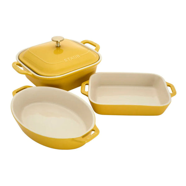 Staub Stoneware 4-pc Mixed Baking Dish Set - Citron