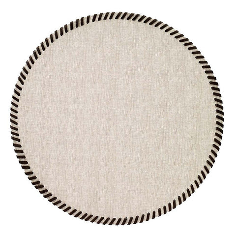 Bodrum Whipstitch Gray  15 Inch Round Placemats Set of 4