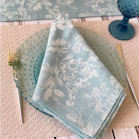 Bodrum White Bloom Robin Egg 20x20 Inch Napkins Set of 4