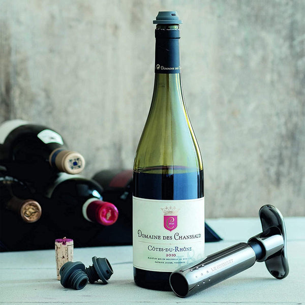 Le Creuset N/A Wine Pump and (3) Stoppers - Black Nickel