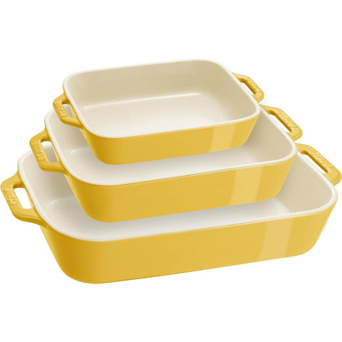 Staub Ceramics 3-Pc Rectangular Baking Dish Set - Citron