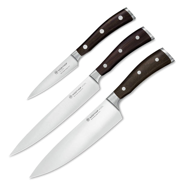 Wusthof Ikon Blackwood Three Piece Knife Set