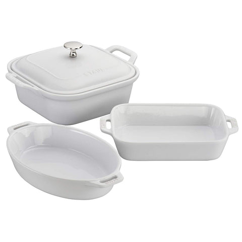 Staub Ceramics 4-Piece Baking Dish Set, White
