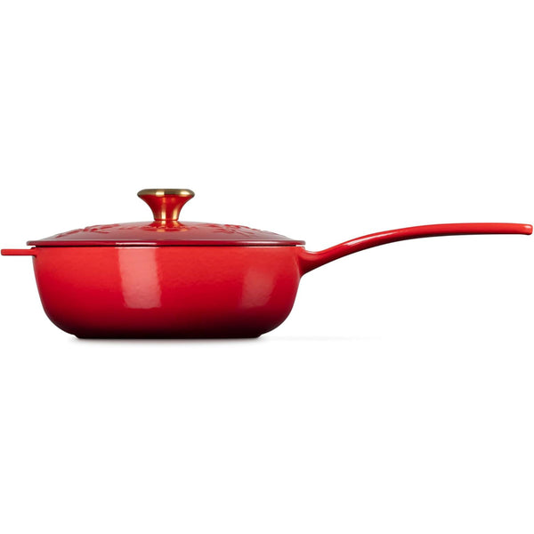 Le Creuset 2.25 qt. Traditional Round Saucier Holly 2.25 qt. Cerise Sig Gold