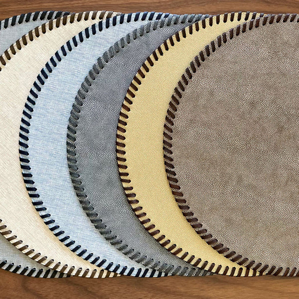 Bodrum Whipstitch Gray  15 Inch Round Placemats Set of 4