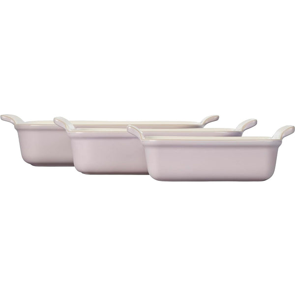 Le Creuset 1.1 qt., 2.5 qt. & 4 qt. Heritage Set of 3 Rectangular Dishes - Shallot