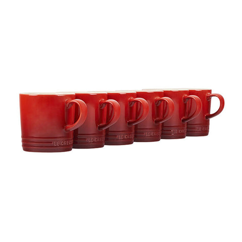 Le Creuset Set of 6 London Mugs (12 oz. each) - Cerise