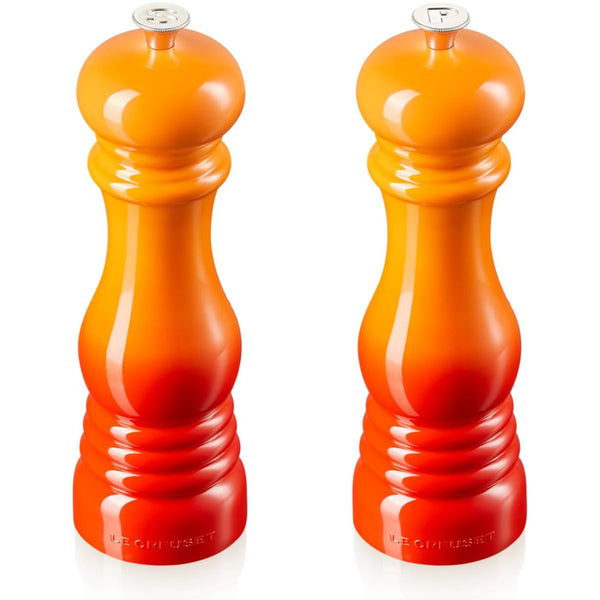 Le Creuset 8" x 2 1/2" each Salt And Pepper Mill Set - Flame