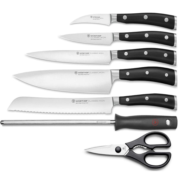 Wusthof Classic Ikon Eight Piece Block Set, Black