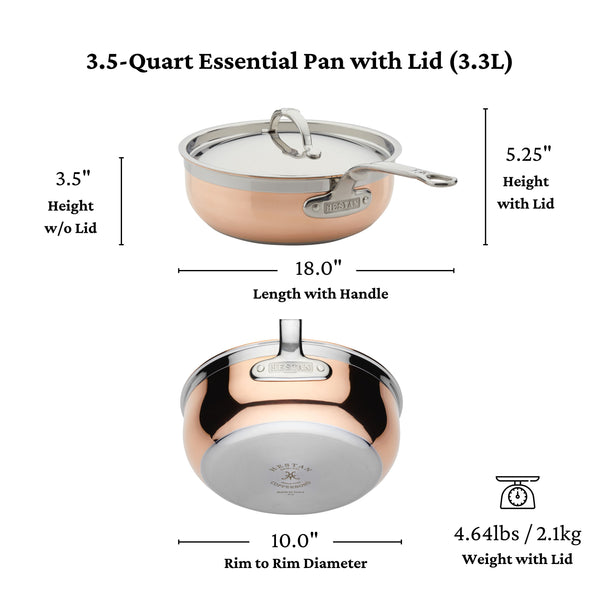 Hestan CopperBond 3.5qt Covered Essential Pan w/helper handle (24cm)