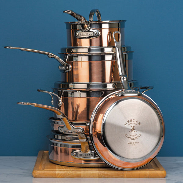 Hestan CopperBond 10-Piece Set:  8.5" & 11" Open Skillets, 1.5qt & 3.0qt Covered Saucepans, 3.5qt Covered Sauté w/helper handle, 8.0qt Covered Stockpot