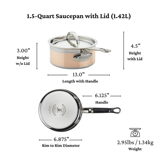 Hestan CopperBond 1.5 qt Covered Saucepan -SMALL (16cm)