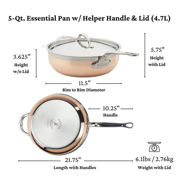 Hestan CopperBond 5qt Covered Essential Pan w/helper handle (28cm)